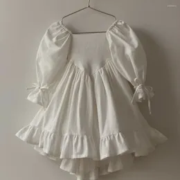 Flickklänningar Liligirl Girl's Dress Summer and Autumn Cotton Linen Lolita kjol Princess 2-7 år