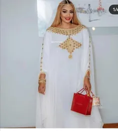 Etniska kläder Chiffon African Dashiki Muslim Abayas for Women Dubai Maxi Bazin Dress Mönster Print Kaftan Batwing Sleeve Sashes Pullover