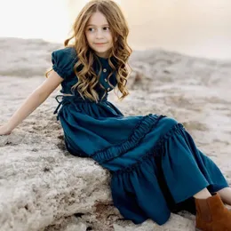 Giyim setleri 9-13 yaşındaki kız keten pamuklu iki parçalı set bohem elbisesi ebeveyn-çocuk giymek için po çekim pografi