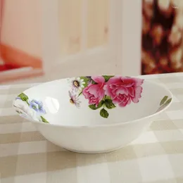 Plates 9 Inch Bone China Dinner Serving Tray Floral Wedding Decorative Ceramic Soup Plate Porcelain Servies Buffet Dishes