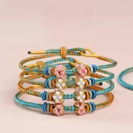 Braccialetti di fascino Blossom per fiori di pesca intrecciati a mano per uomini donne fortunate esame successo braccialetto di buona fortuna braccialetti di buona fortuna