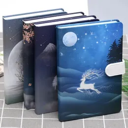224 Seite niedliche Hirsch Notizbuch Magnetic Buckle Color Student Manual Ledger Notepad Diary Book 240510