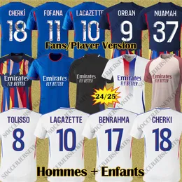 Maillot de Foot Lyon Jersey 24 25 Benrahma Sarr Nuamah Maillot ol aouar tagliafico koszulki piłkarskie 2024 maillot lyonnais poter traore man Kids