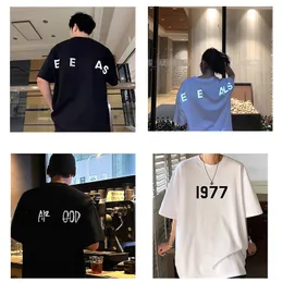 스트리트 힙합 Tshirt 남자 티셔츠 캐주얼 티셔츠 편지 인쇄 부부 MANS TIRS 셔츠 평범한 산성 세척 크기 100%면화 여름 느슨