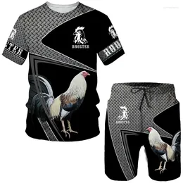 Tracce da uomo Fashion Rooster 3D Shorts Shorts Shorts Shorts Shorts Set pantaloni a maglietta a maniche corte set da uomo abiti da uomo