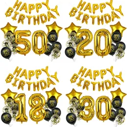 18 20 21 30 40 50 60 70 80 90 Years Birthday Inflatable Confetti Number Balloons Anniversary Party Decoration Adult Helium Balon 240509