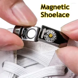 Shoe Parts 1Pair No Tie Laces Elastic Shoelaces Without Ties Shoelace On Magnets Kids Adult Daisy Magnetic For Shoes Accesories