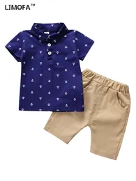 ljmofa 여름 어린이 폴로 티셔츠 짧은 슬리브 면화 정장 유아 아기 캐주얼 네이비 스타일 의상 옷 세트 2-8y d428 l2405