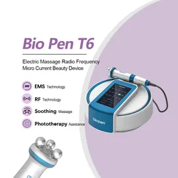Biopen T6 EMS Mikrostrom RF mit 360 rotierende Massage Bule Lichttherapie Radiofrequenz Haut straffen Facelifting Anti-Falten-Schönheitsmaschine