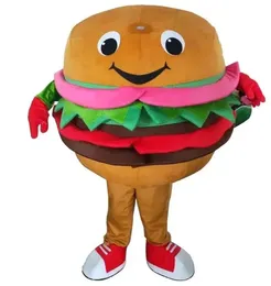 2024 dimensioni per adulti mascotte di hamburger costume da cartone animato outfit abiti pelosi abiti da festa di compleanno di Halloween