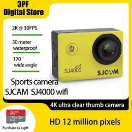 Spor Aksiyon Video Kameralar SJCAM SJ4000 WiFi Action Camera 4K FHD 30M Su Geçirmez 2.4G WiFi 4x Zoom Wifi Spor Video Cambicycle Kask B240516