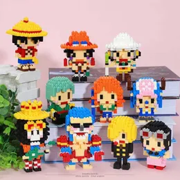 Küchen spielen Lebensmittel integrierter Baustein Luffy Hubschrauber Nami Sanji Zoro Usopp Ace Franky Brook Robi Diamond Block Childrens Toy S24516