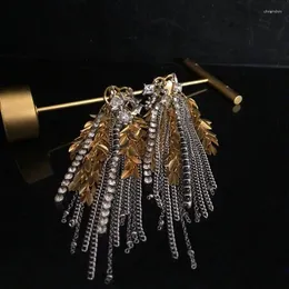 Kolczyki Dangle Vintage Zestaw słuchawki z diamentowymi dhinestones wielokrotnie miedziany łańcuch miedziany Tassel Długie zamiatanie ramię Girl