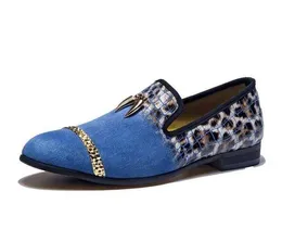 Elbise Deri Deri Leopar Basılı Tırnak Çifti Erkekler Pubsel Loafers Terlik Elbise Ayakkabıları Moda Kuruş Topu Erkekler Kumaş Ayakkabı 270 938 5