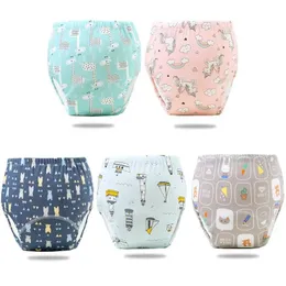 10 pieces of baby toilet training pants small cartoon boys and girls underwear cotton TPU waterproof underwear reusable diapers 240510