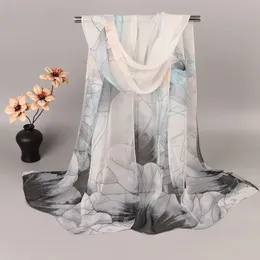 Heitou Китайский стиль прозрачный шарф 160x50см классический шарф с рисунком печатный шифоновый шарф летний туризм Шары 240515