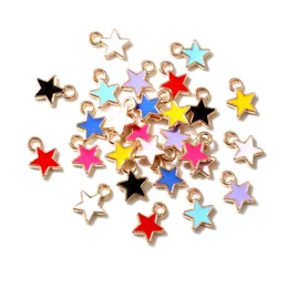 50st 68mm 9Color Alloy Metal Drop Oil Small Stars Charms KC Gold Pendant For DIY Armband Halsbandsmycken Makande Tillbehör 240507