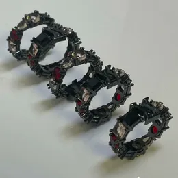 مصمم حلقات الكتلة للرجال حلقات حجر الراين الأسود الحجم 5 6 7 10 للرجال مع رسائل أزياء مربع الهدايا