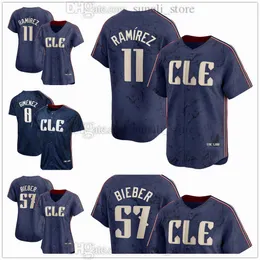 2024 City Navy Baseball Jerseys 57 Shane Bieber 11 Jose Ramirez 0 Andres Gimenez 99 James Karinchak 38 Steven Kwan 23 Bo 22 Josh Naylor 25 Jim Thome 48 Emmanuel Clas S-6XL