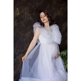 Mutterschaft Photoshooting Kleid, Mutterschaftsgewohnte Kleider, böhmische schwangere Brautkleider mit Zug, einfaches weißes Hochzeitskleid NG017