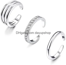Jóias abertas anéis de dedos definidos para mulheres simples fino cz faixa cauda anel de verão ajustável Pé de praia Aplicar para entrega de dedo Otzko