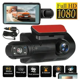 Car Dvr 3 Inch Driving Recorder Front And Rear Dual Lens Camera Wide Angel Parking Reversing Night Vision Dashcam