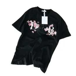 Women's printed cotton short sleeve plus large cherry blossom logo letter designer T-shirt SMLXLXXL3XL