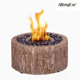 Afterglow mini masa üstü ateş kasesi kapalı kapalı portatif firepit yanan etanol veya jel yakıt balkon veya oturma odası için, kahverengi