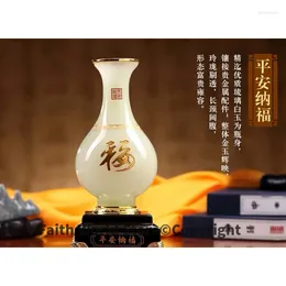 Dekorative Figuren Weihnachtsgeschenk Home Office Business Wirksamkeit Feng Shui Talisman Schutz glückverheißend glückliche, sichere Jade Flasche