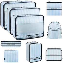 9 Stück/Set hochwertige Gepäckaufbewahrungstaschen zum Verpacken von kubischer Kleidung, Unterwäsche, Kosmetiktaschen, Reisetaschen, Organizer-Taschen 240228