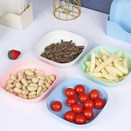 Пластины 1/4pcs/Set Dessert Plate Pure натуральная пшеница квадратная закуски соломенная чаша соус приправа блюдо. Разумное экологичное посуду