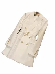 temel gündelik dres ofis bayan çift göğüslü blazer dres bahar çentik lg kollu beyaz siyah mini vestidos 231219 d5dn#