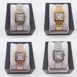 Mode Frauen Designer Luxus Uhren Quarz Bewegung Silber Gold Dress Watch Lady Mens Square Tank Edelstahl Hülle Originalverschluss 250k