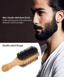 MEN039S Brush de barba pente de madeira dupla machos machos pincel bigode de bigode Brush6926487