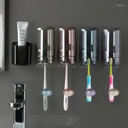 Muggs perforeringsfria munvatten Cup Hushållstvättuppsättning Tandcylinder Väggmonterad transparent tandborsteförvaringslåda