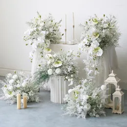 Kwiaty dekoracyjne stół ślubny stół centralne przyjęcie piłki tło dekdop biała opieka rose orchidea dłoni dróg ołowiu Flower Row okno