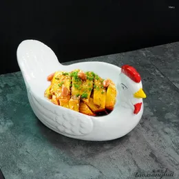 Plates Creative El Ceramic Rooster Western Restaurant Pangexing Bowl Artistic Conception Hand-painted Tableware Irregular FruitPlate