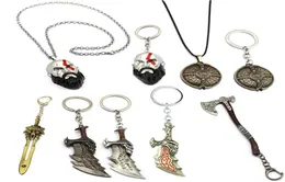 Keychains Game God of War Keychain Kratos Guardian Shield Ax Key Ring Link Chain Pendant Men Car Bag Llavero Chaveiro Porte Clef6999616