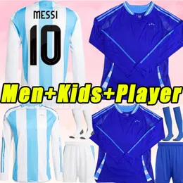 Långärmning 24 25 Argentina Soccer Jerseys Dybala Messis 2024 2025 Fans version Lautaro Martinez di Maria Football Shirt Kun Aguero Maradona Home Away Men Kids