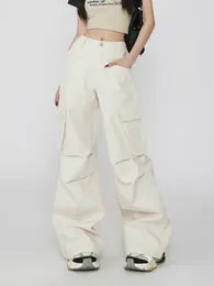 Spodnie damskie guzyuuviz amerykański styl vintage luźne szerokie nogi cargo y2k streetwear swobodne spodni kieszonkowy workowate