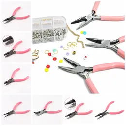 Multifunctional Cute Pink Color Handle Anti-slip Splicing and Fixing Jewelry Pliers Tools Kit for DIY Accessory Design Pliers th87