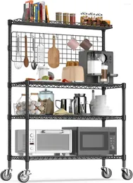 Kök förvaring Bakers Rack NSF Certified 4Tier Microwave Stand med hjul Justerbar kommersiell klass metallverktygshylla