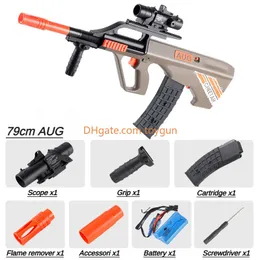 AUG P90 Soft Bullets Toy Gun Kids Electric Continuous Firing Rifles With Extended Magazines With Scope Outdoor Cs Pubg Game Prop Birthday Gifts For Boys Adult