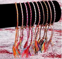 El yapımı dokuma örgülü ipi dostluk bilezik plaj bohemian polyester iplik örgü tel bileklik kadınlar için erkekler mücevher hediyesi 52 renk toptan