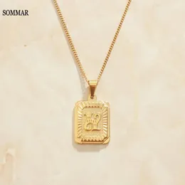 SOMMAR Vintage Love Gold Color Halsketten Anhänger für Frauen Männer Buchstabe K Square Card Choker Floating Charms 240511