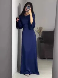 Ubranie etniczne Sprężyna Eid Muzułmańska sukienka Kobiety Abaya Slim Fit Bandage Satynowe sukienki na imprezę Maroka Ramadan Islam Dubai Arab Long Robe 2024 T240515