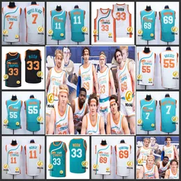 Męska Jackie Moon Ed Monix Półprzewodowa koszulka do koszykówki #7 Kawa Black #55 Vakidis #69 Downtown Szygowane Jersey Flint Tropics