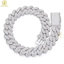 Hip Hop Jewelry Fully Iced Out Necklace 12Mm 15Mm 18Mm 19Mm 18" 20" 22" 24" VVS Baguette Diamond Moissanite Cuban Link