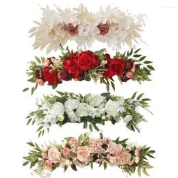 Decorative Flowers Artificial Rose Flower Swag For Decoration Hanging Garland Welcome Sign Arches Corner Props Leaf Floral Window Display