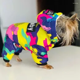 Vestuário de cachorro inverno engrossar pequeno no bando de parkas puppy roupas camuflagem de camuflagem impressa mano de esqui de estimação traje de jaqueta de algodão quente